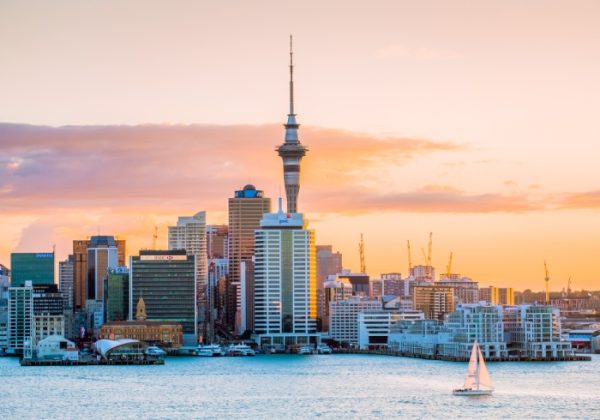 Auckland skyline at sunset